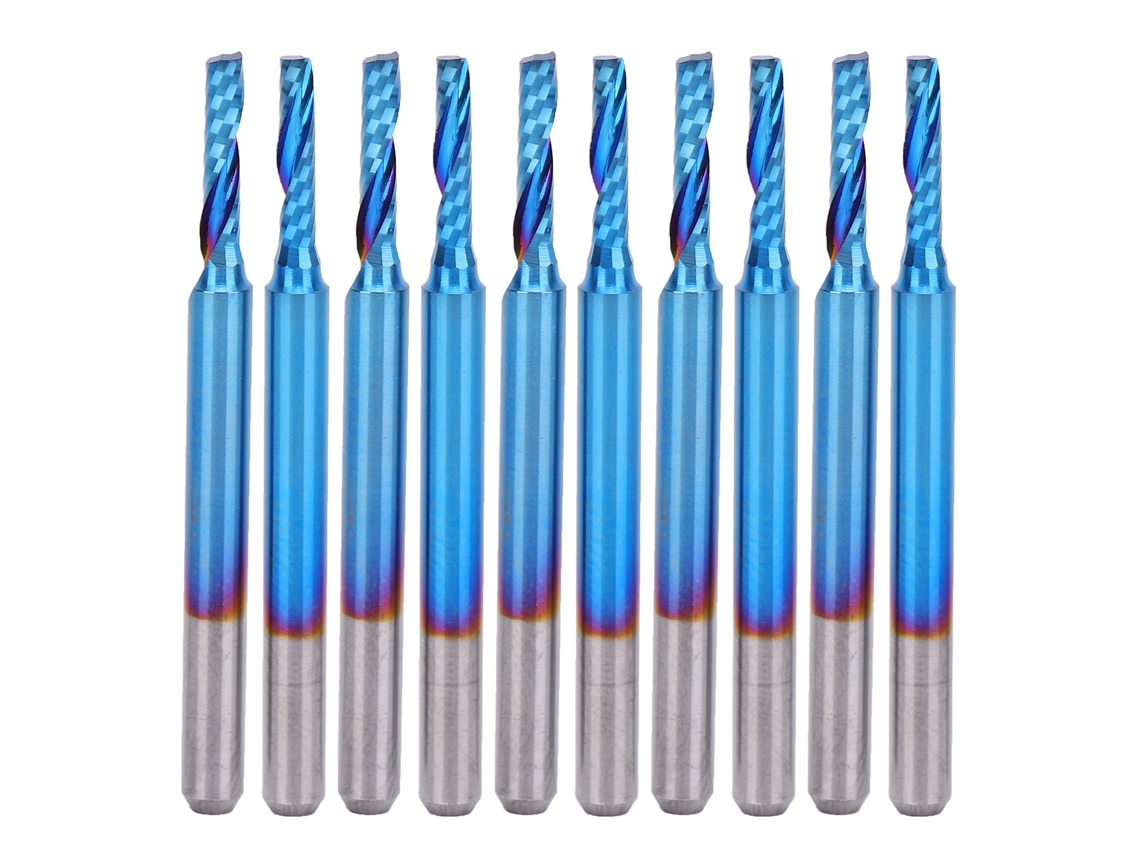 Broca De Fresamento Cnc Spiral De Carbeto Aço Tungstênio 3.175x17mm Para Madeira Acrílico