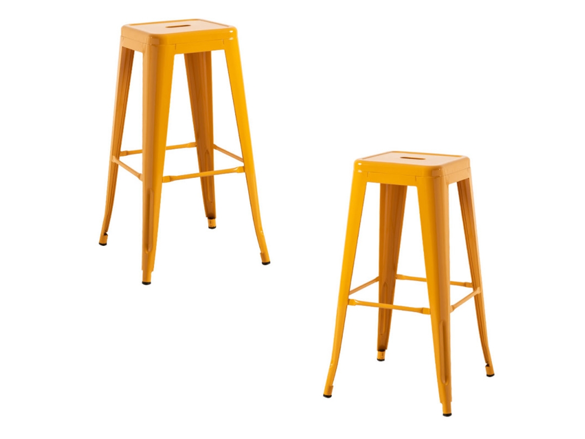 Pack 2 Bancos Torix Altos 76 Cm - Açafrão Laranja
