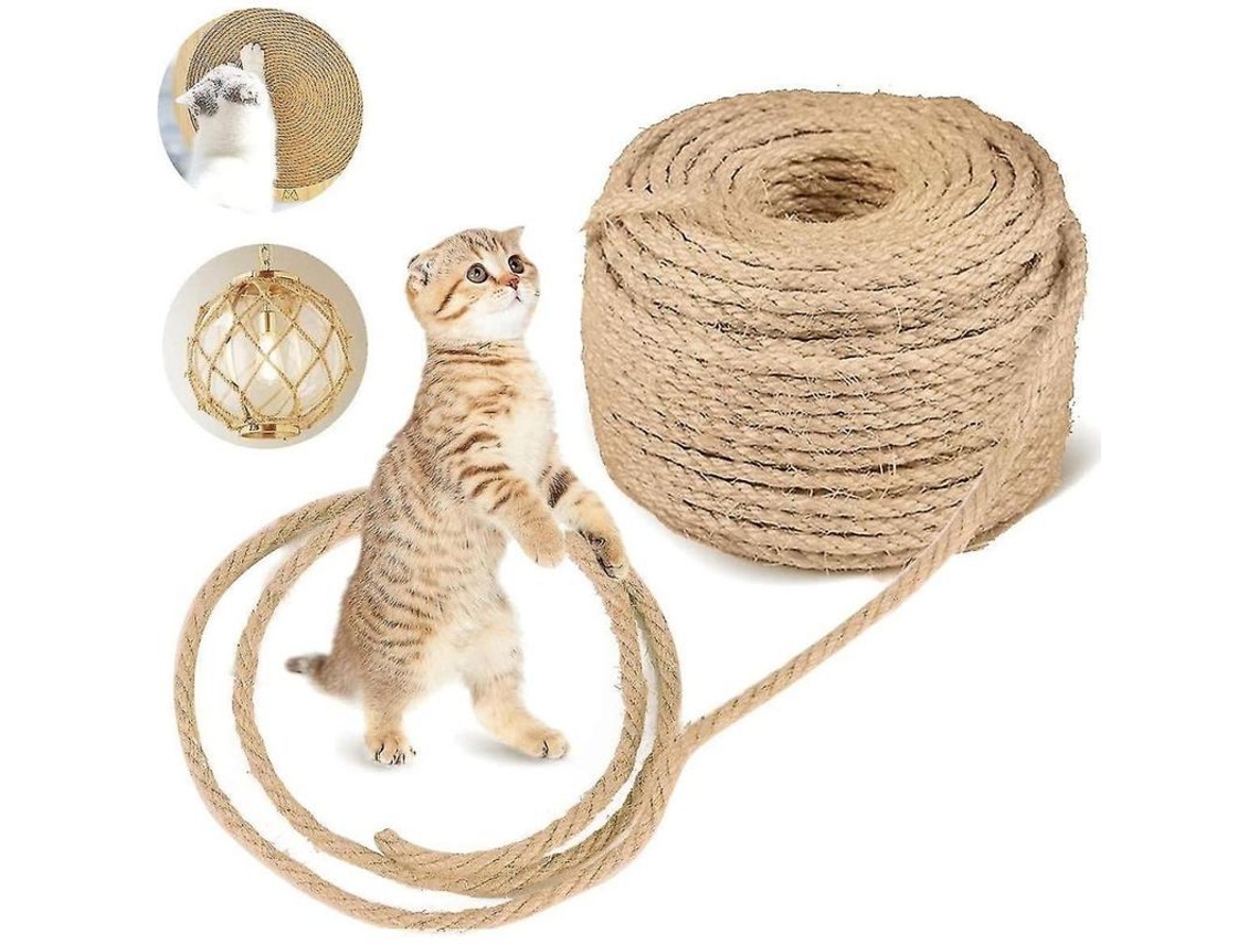 2026-corda De Sisal Natural 6mm 15m Para Reparar Postes De Arranque Para Gatos, Árvores Para Gatos, Resistente E Biodegradável