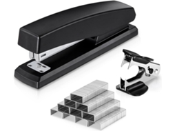 Grampeador De Mesa Para Escritório, Capacidade Para 25 Folhas, Inclui 1000 Grampos E Removedor De Grampos, Preto. Aquaforge
