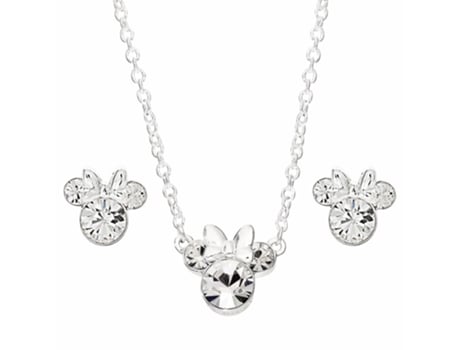 Disney Minnie Colar Brincos Prateados Set Peers Hardy