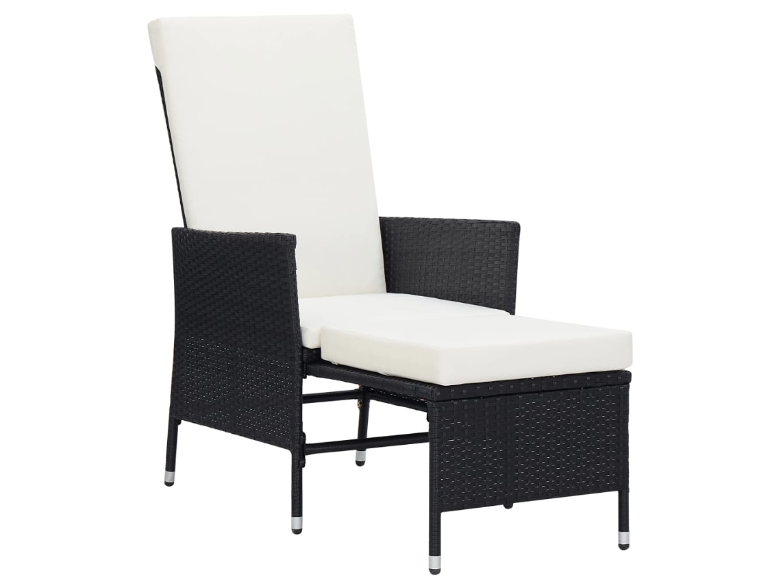 Maison Exclusive - Cadeira De Jardim Reclinável Com Almofadões Vime Pe Preto