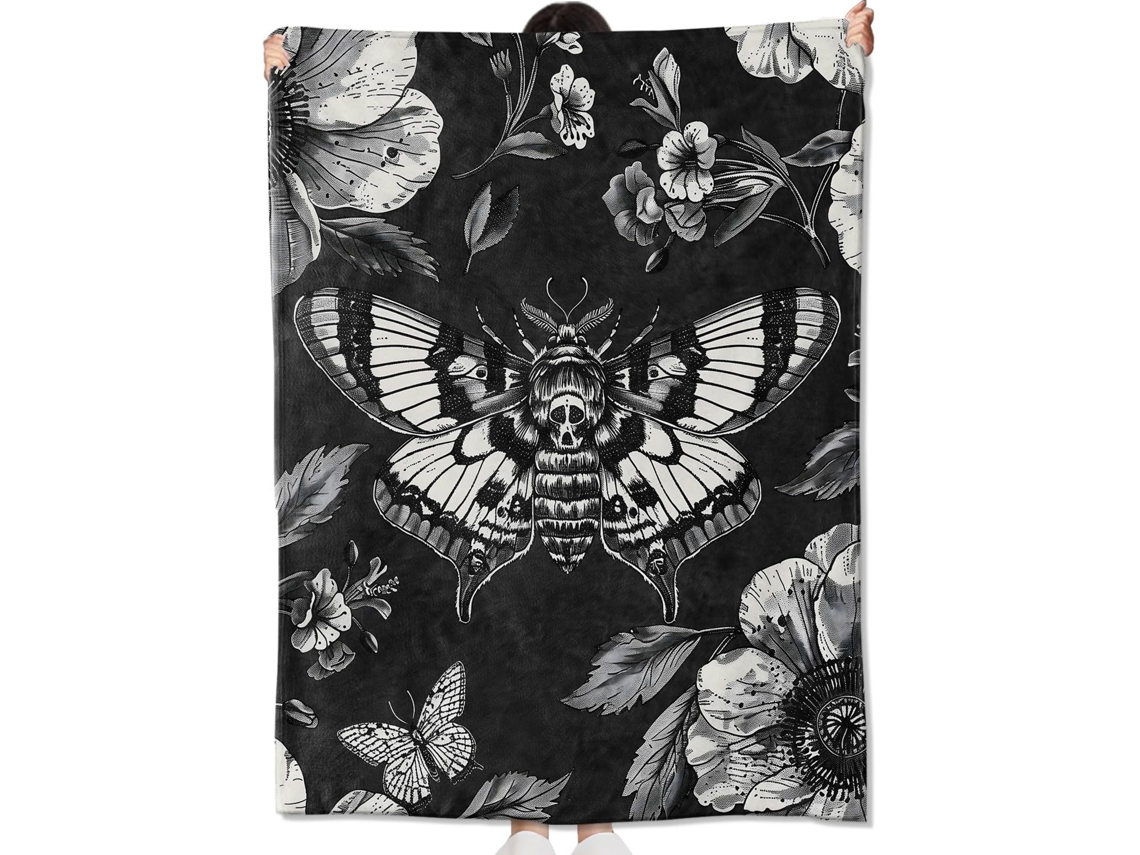 Mantas Românticas De Flanela, Macias, Confortáveis ​​e Leves Para Quarto, Sofá, Cama, Para Amantes Do Terror, 100x150cm Caveira Mariposa Hexinyigjly