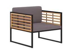 Cadeiras Jardim Almofadões 2pcs Acácia Maciça Cinzento Escuro Dkd Home Decor