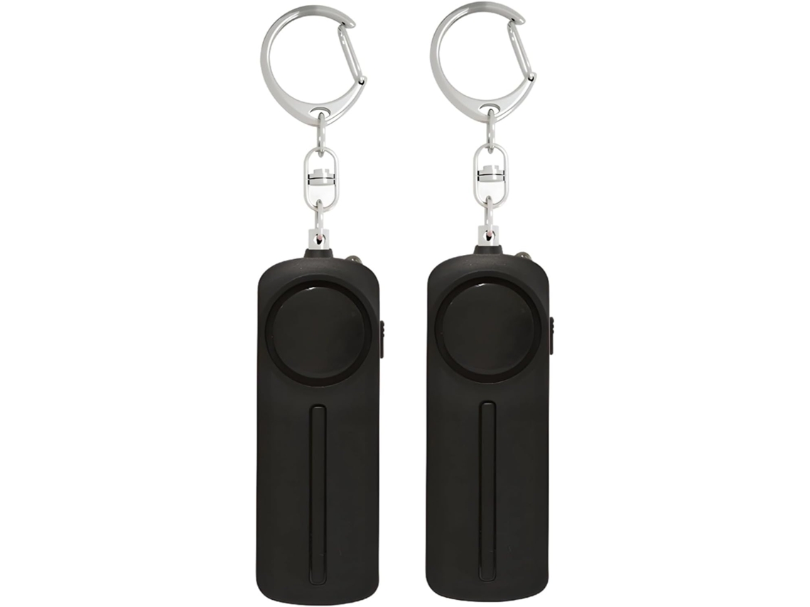 Chaveiros com Alarme de Segurança Pessoal, 130db Luz Led, Dispositivo Portátil Proteção Emergência, Preto,