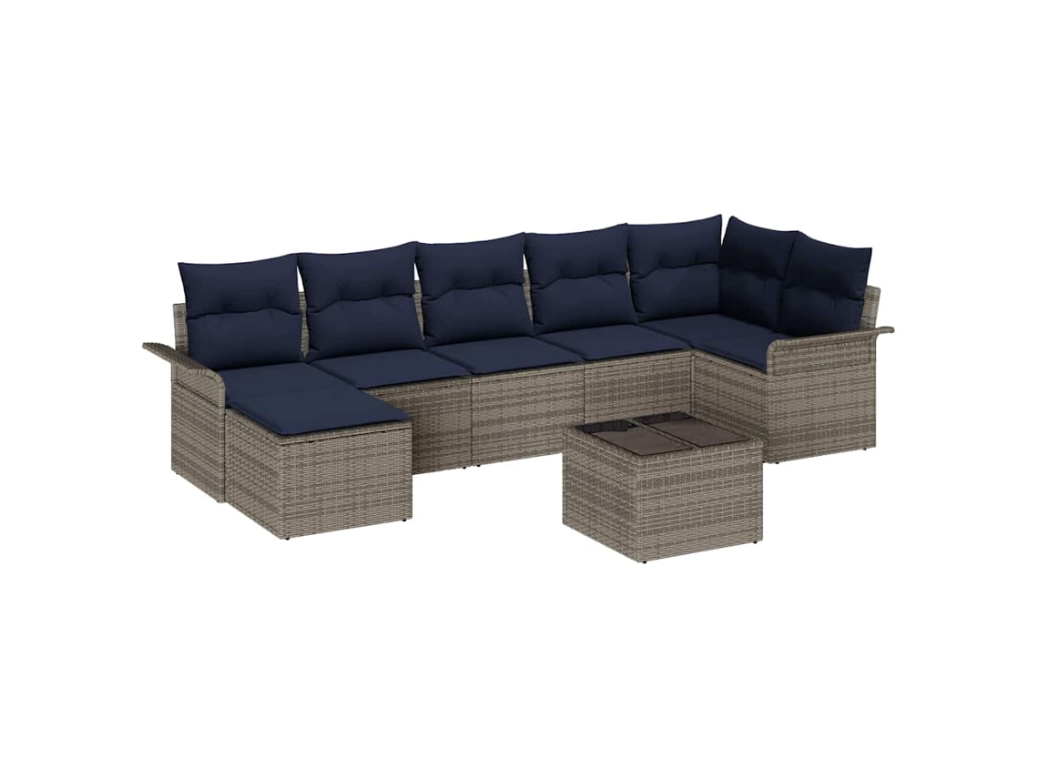 Maison Exclusive - Conjunto De Sofá De Jardim 8 Pcs Cinzeto Vime Pe