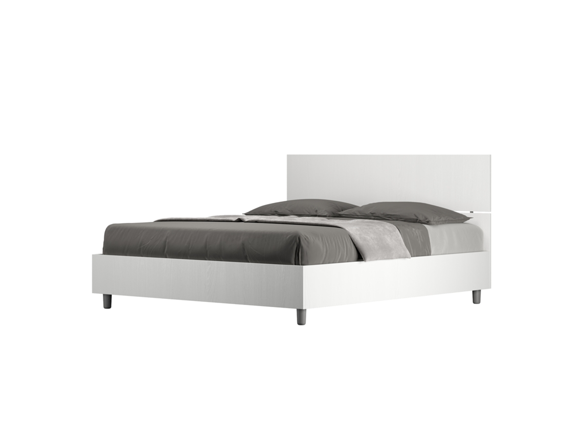 Cama Dupla com Cabeceira Container Elevada Reta Cinza ITYHOME Madeira Branco (160x190)
