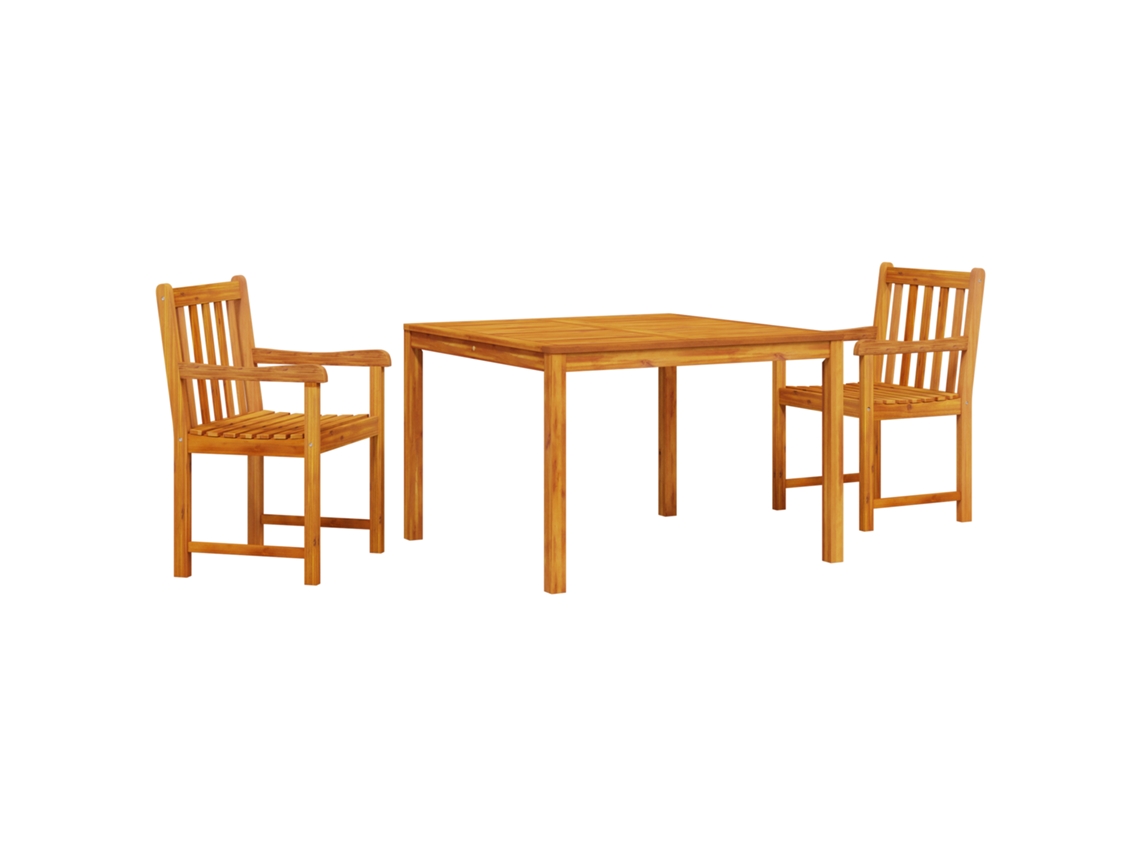Conjunto 3 De Jantar Para O Jardim Com Vidaxl Em Madeira Sólida De Acácia