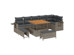 Conjunto 11 Conjunto De Sofá De Jardim Vidaxl Cinzento Vime Pe (289 X 192 X 85 Cm)