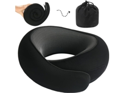 Travesseiro De Viagem Em Formato U Comfort, Espuma Viscoelástica Preta. Aquaforge