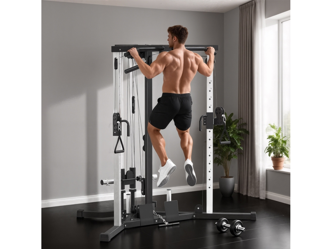 Station De Musculation Multifonction Avec Barre De Traction, Station D'entraînement Réglable À 15 Positions, Noir