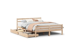 Cama Sem Colchão 135x190 Cm Madeira de Pinho Maciça MAISON EXCLUSIVE