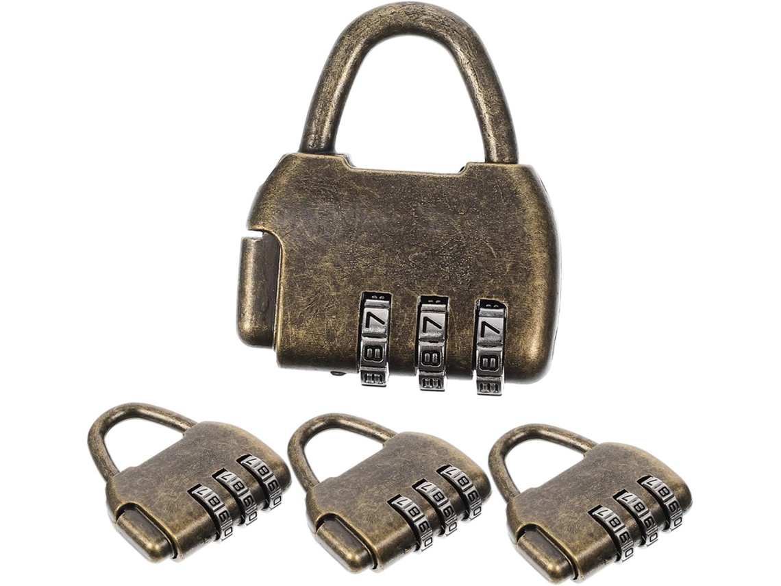 Conjunto De 4 Cadeados Vintage Com Combinação E Código Numérico,