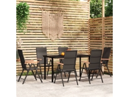 Vidaxl 7 Pcs Conjunto De Jantar Para Jardim Preto