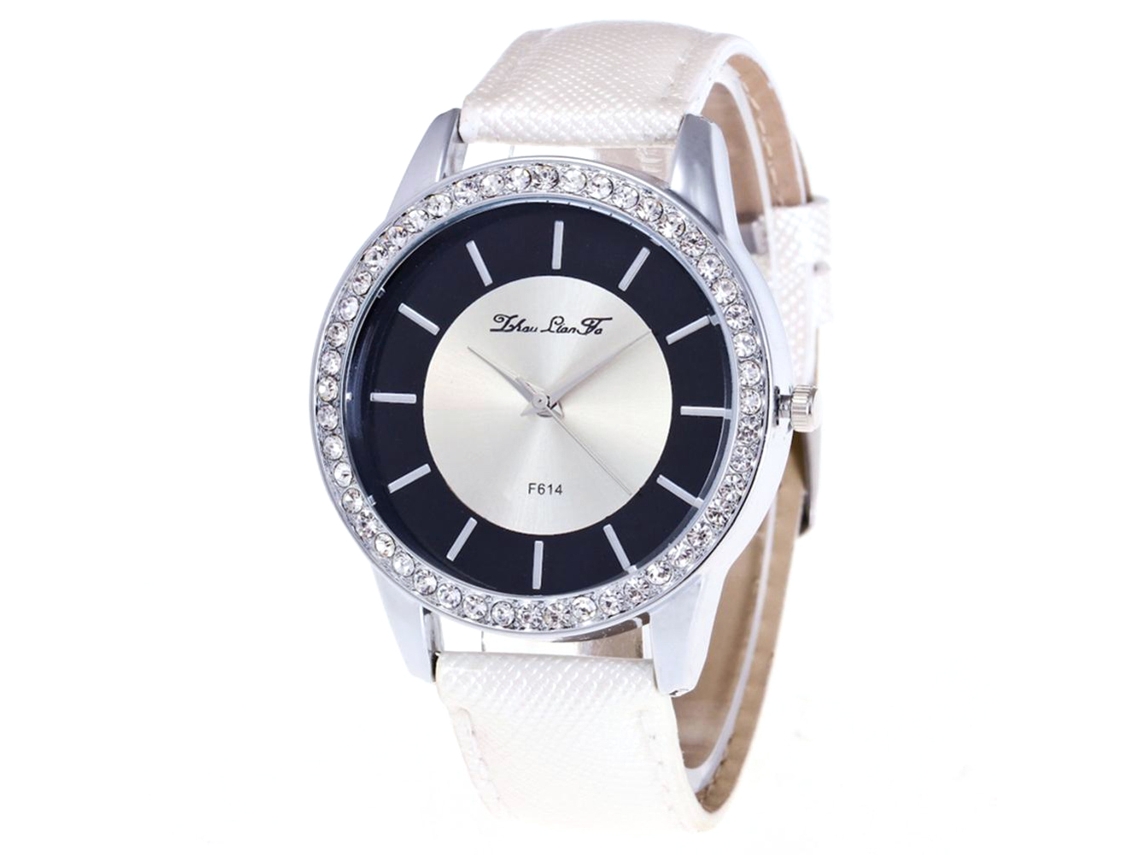 Relógio de pulso casual de quartzo para casais, com strass, para homens e mulheres (branco)