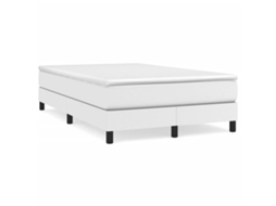 Vidaxl Cama Boxspring Com Colchão 120x190 Cm Couro Artificial Branco