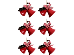 Enfeites De Natal Red Bell Com Laço E Frutas Vermelhas Para Pendurar Na Árvore De Natal. Olysi Shop (pacote Com 6)