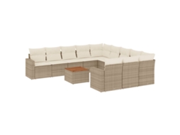 Conjunto de 12 Sofás para Jardim com Almofadões Vime Pe Bege MAISON EXCLUSIVE