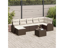 Vidaxl Conjunto De Sofá De Jardim 8 Unid. Castanho