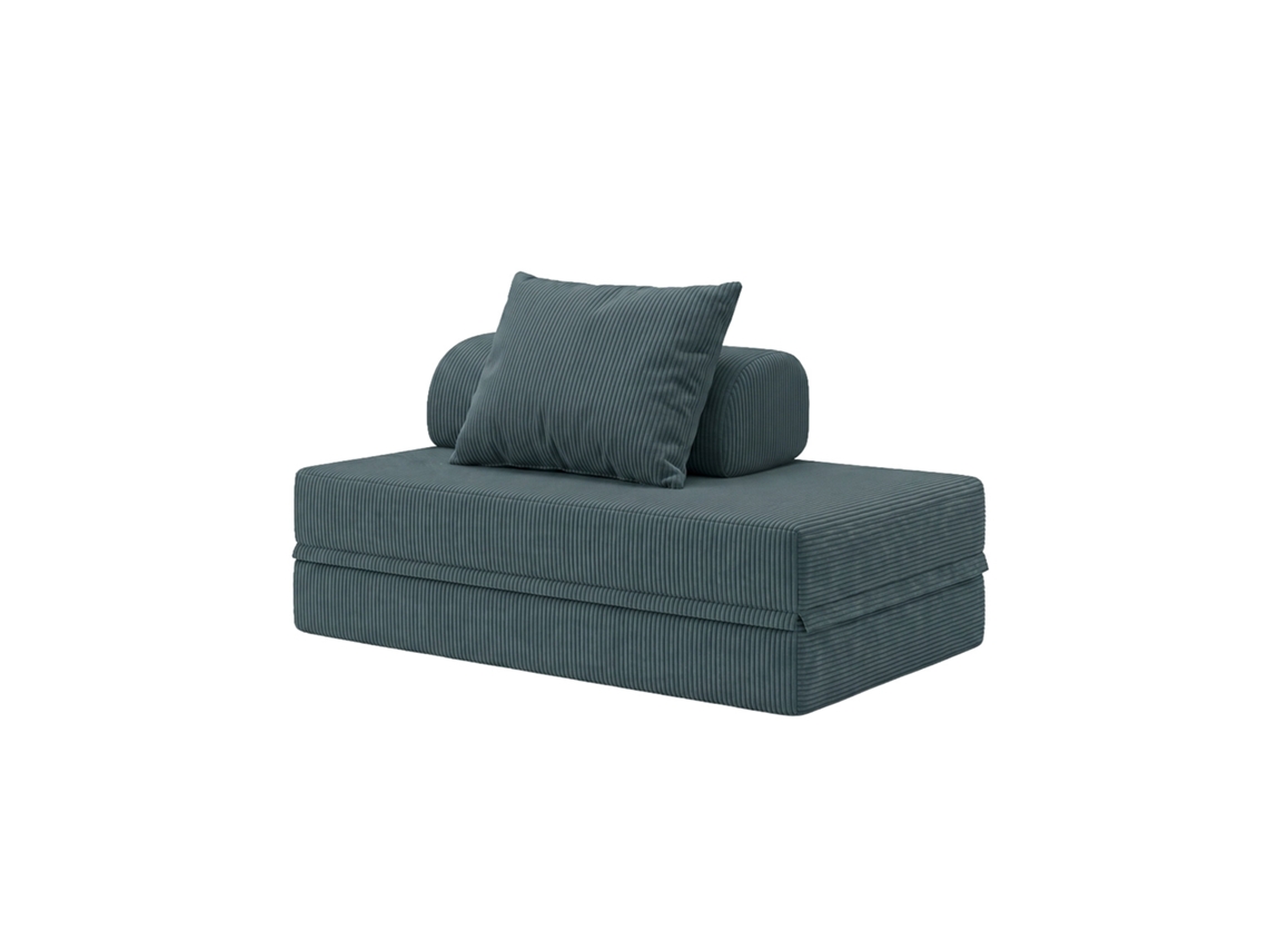 Sofá Modular 2 Lugares Convertível Veludo Regular Azul Escuro SKOFFA