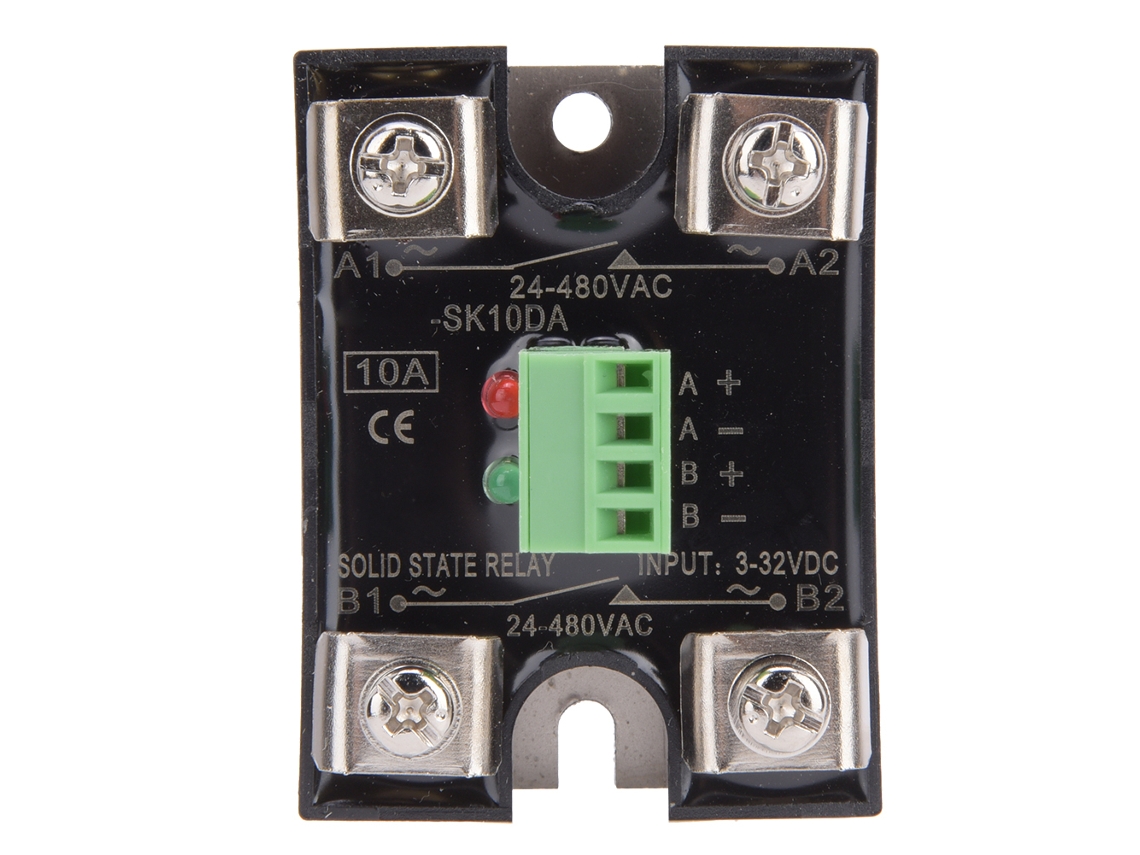 Relé de Estado Sólido Berm SK10DA Doble Canal Control DC AC 24/480VAC 10A S/MARCA