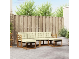 Vidaxl Conjunto De Sofás Para Exterior 6 Pcs Natural E Creme