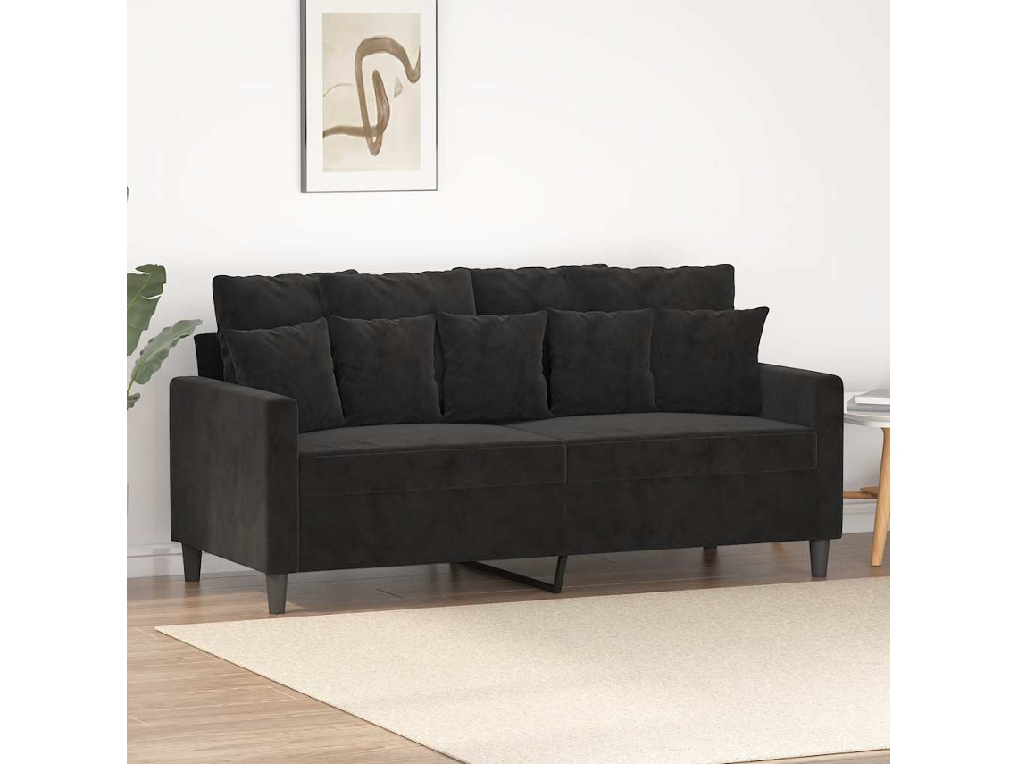Vidaxl Sofá De 2 Lugares Veludo 140 Cm Preto