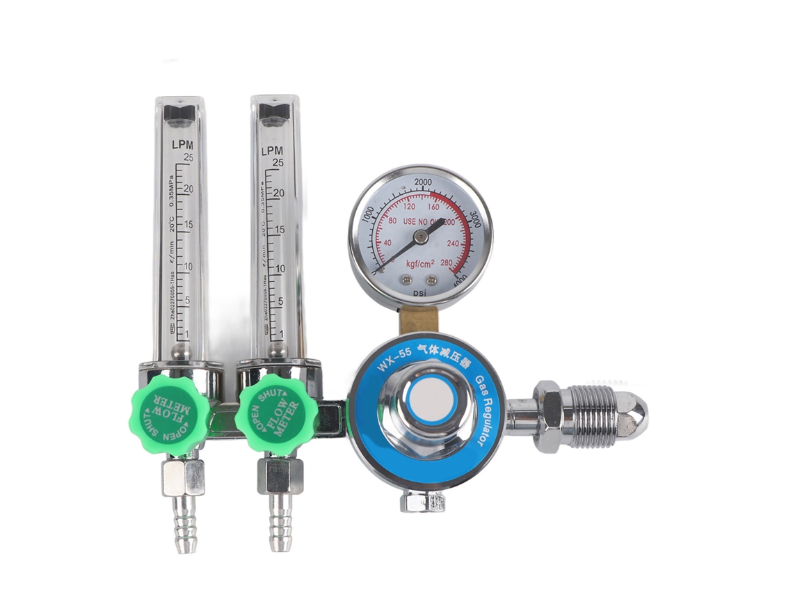 Regulador De Argón Con Flujómetro Dúplex Cga540 Wx-55x-2l Métrico