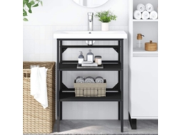 Vidaxl Estrutura P/ Lavatório Casa De Banho Ferro 59x38x83 Cm Preto
