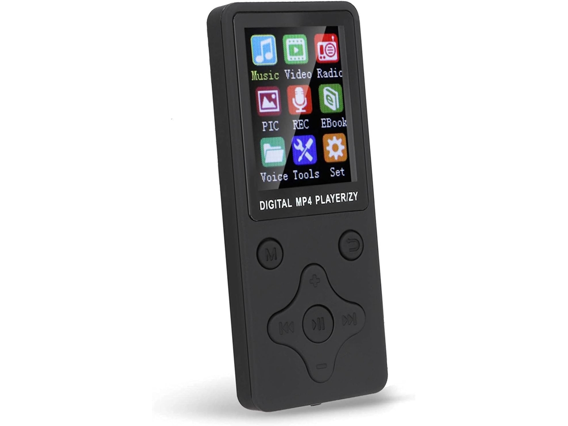 Leitor portátil de MP3/MP4 com Bluetooth, fones de ouvido, reprodução de música (cartão de 32 GB de 1,8"), rádio, vídeo, etc. (Preto)