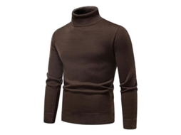 2026 jersey Hombre Cuello Alto Liso Invierno Slim Fit Tejido Grueso Abrigo Pull Over Básico 4xl Marrón