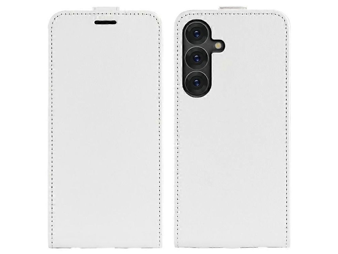 Carcasa Compatible Com Samsung Galaxy S25 Com Ranura Para Cartão Flip Vertical De Couro Branco Blanco