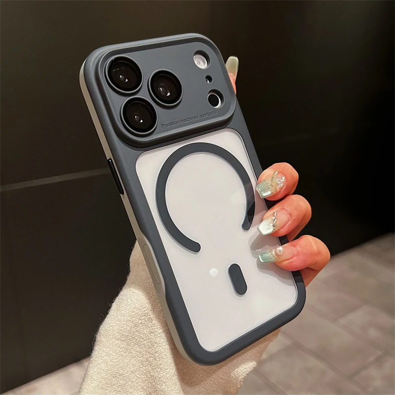 (iphone 17 Preto) Capa Protetora De Lente Com Moldura Resistente A Impactos E Fixação Magnética.
