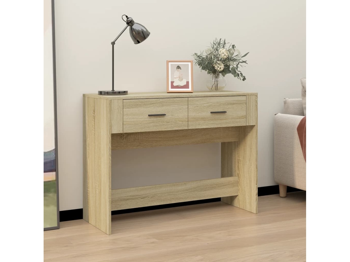 Vidaxl Mesa Consola 100x39x75 Cm Derivados De Madeira Carvalho Sonoma
