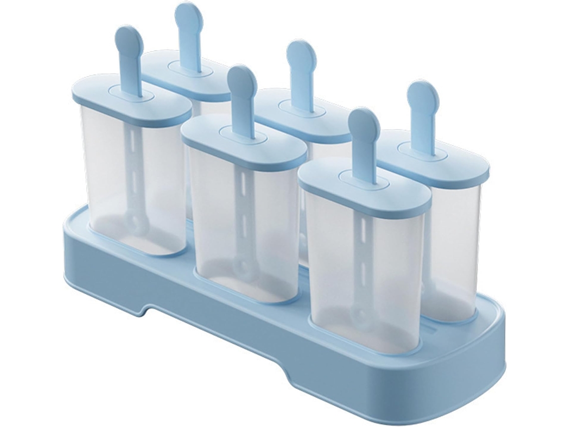 Formas De Silicone Para Picolé, Com 6 Cavidades, Fáceis De Desenformar E Com Palitos, Azuis