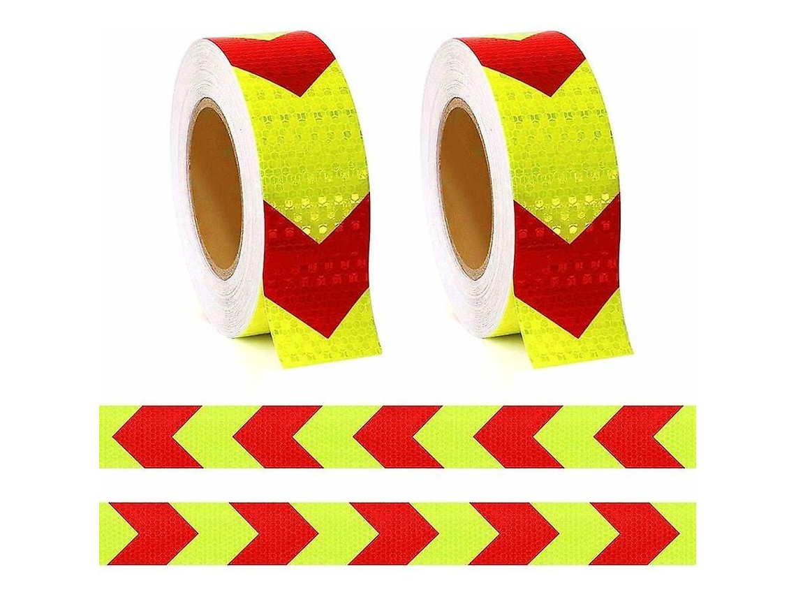 Cinta reflectiva autoadhesiva, amarilla con flecha, 2 rollos, para vehículos, cascos, señalización | S/MARCA