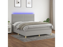 Cama Box Spring C/ Colchão E Led 160x200 Cm Tecido Cinza-claro