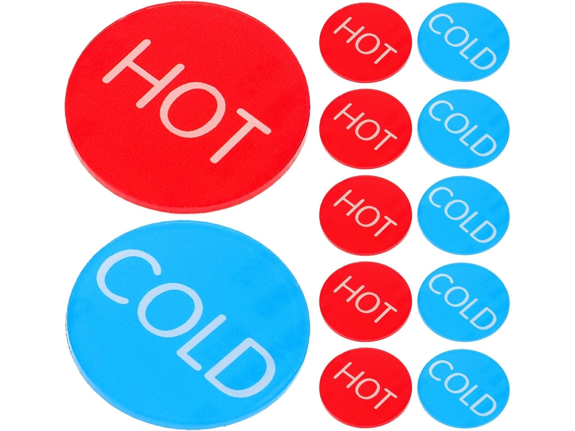 Indicadores De Água Quente E Fria Em Acrílico Hemoton Para Torneiras Cozinha – 10 Pares Reutilizáveis Com Adesivo Dupla