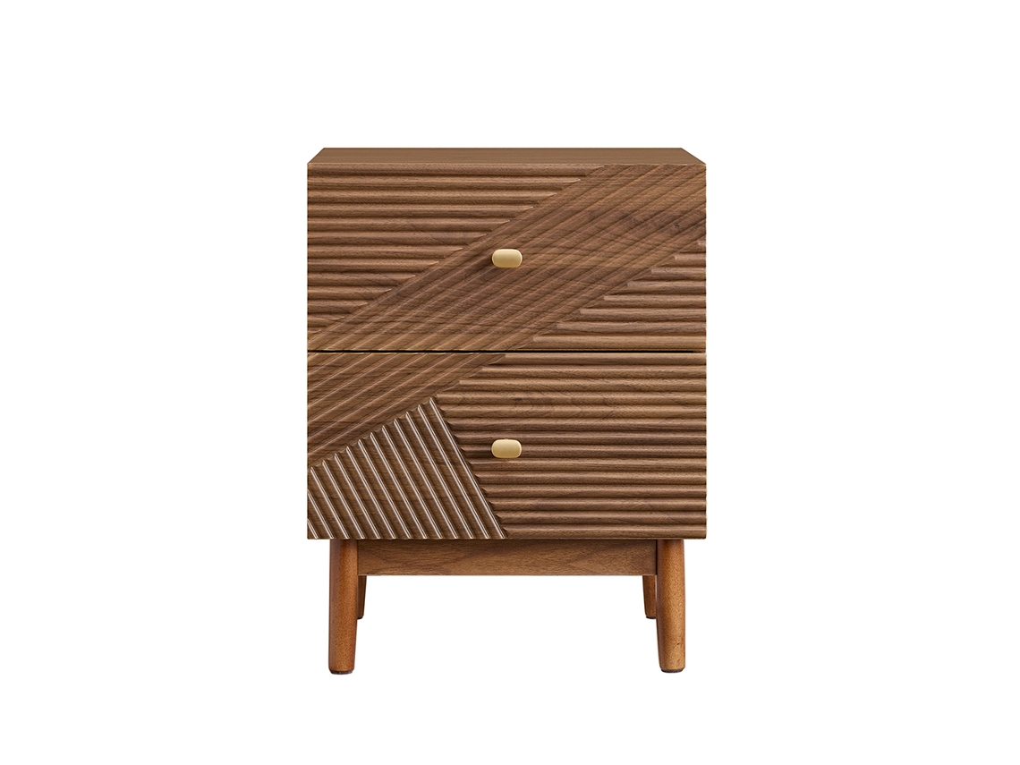 Mesa De Cabeceira Vintage 2 Gavetas Madeira Castanha Sobuy