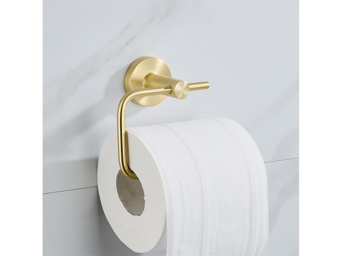 Conjunto De Acessórios Para Banheiro Em Dourado Escovado Porta Escova Vaso Sanitário, Porta Papel Higiênico, Barra Para