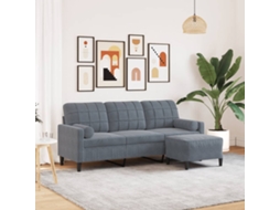 Vidaxl Sofá De 3 Lugares Com Apoio De Pés 180 Cm Veludo Cinza-escuro
