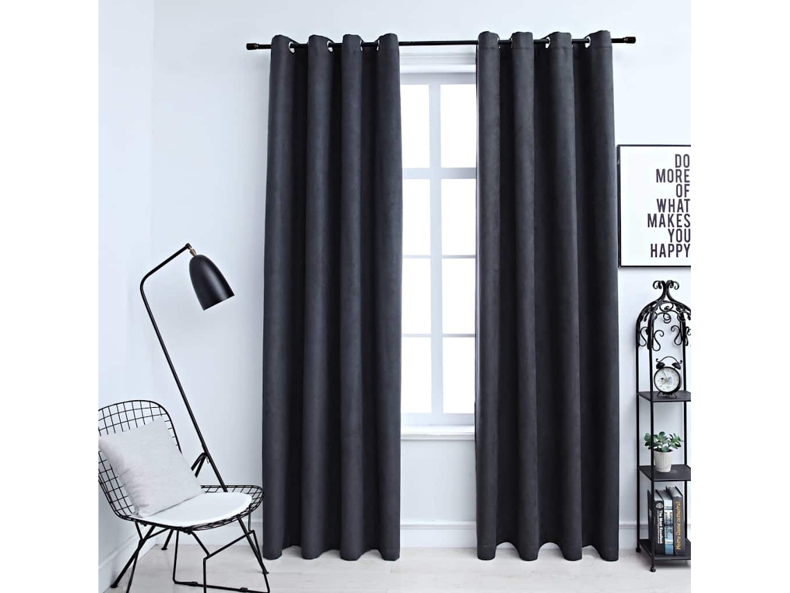 Vidaxl Cortinas Blackout C/ Argolas Em Metal 2 Pcs 140x225cm Antracite