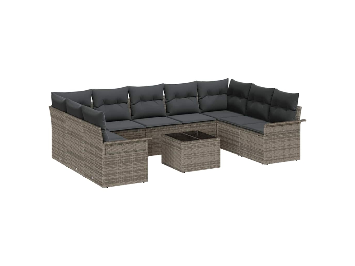 Conjunto de sofá de jardim 10 peças Preto Vime Pe MAISON EXCLUSIVE