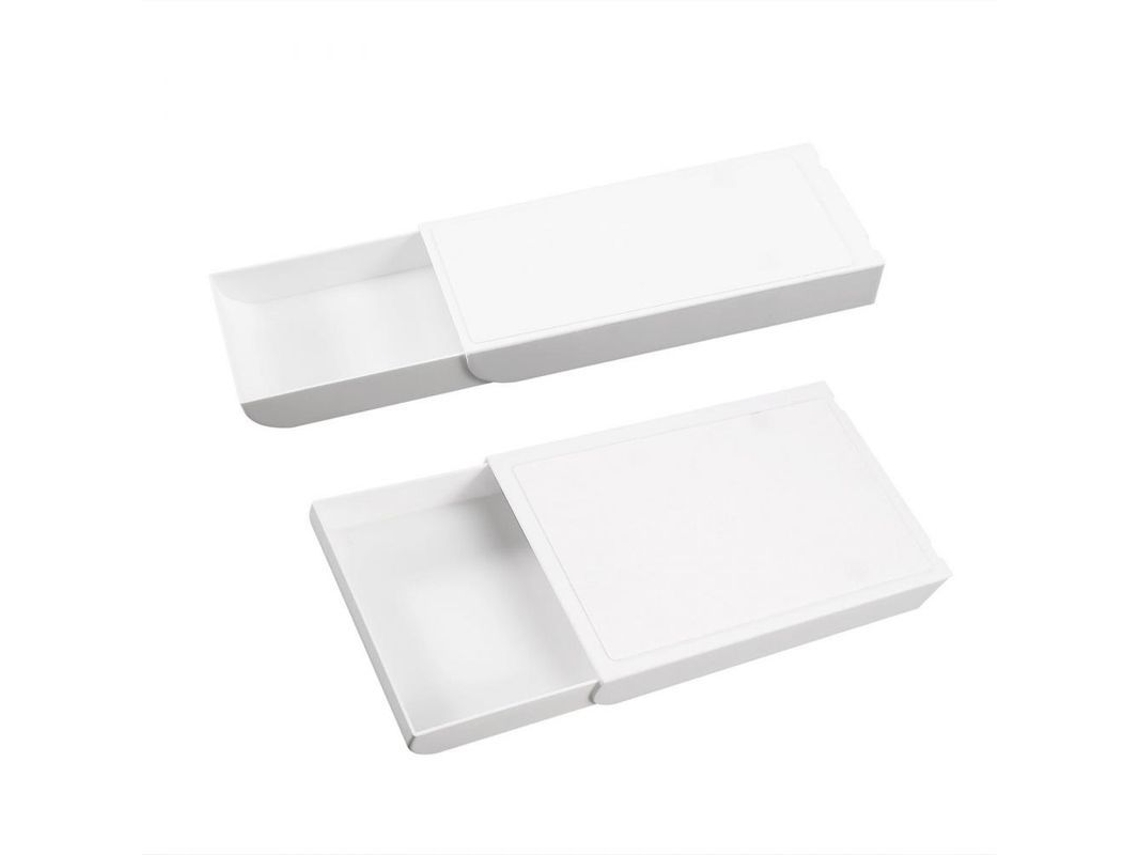 2026 2 Unidades Organizador de Cajón para Lápices Cajón Desplegable Adhesivo para Escritório Material Abs Branco Branco