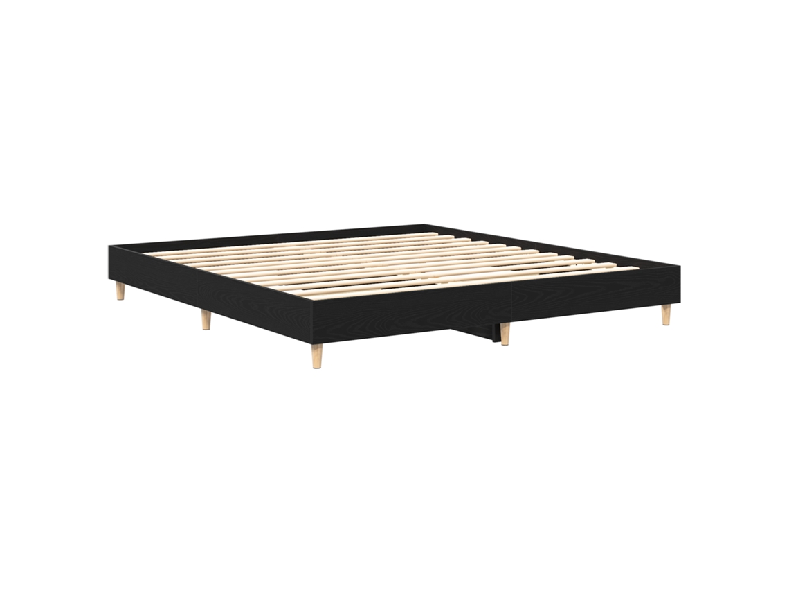 Conjunto 1 Cama De Plataforma Vidaxl Preto Derivados De Madeira (203 X 163 X 25 Cm)