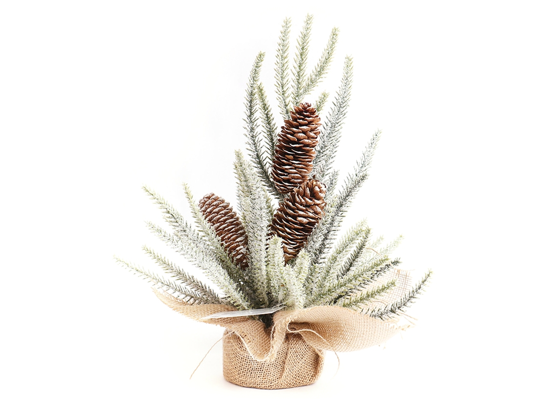 Mini Árvore de Natal em Vaso com Planta Pinha 33Cm AURUM