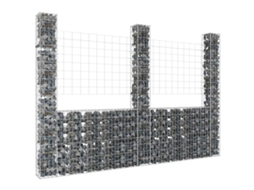 Vidaxl Cesto Gabião Em Forma De U C/ 3 Postes 260x20x200 Cm Ferro