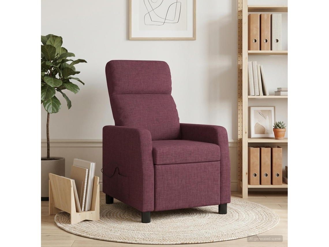 Vidaxl Recliner De Massagem Roxo Tecido