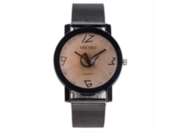 Reloj De Pareja Meibo Moda Dial Redondo Analógico De Quartzo Pulsera (negro Marrón)