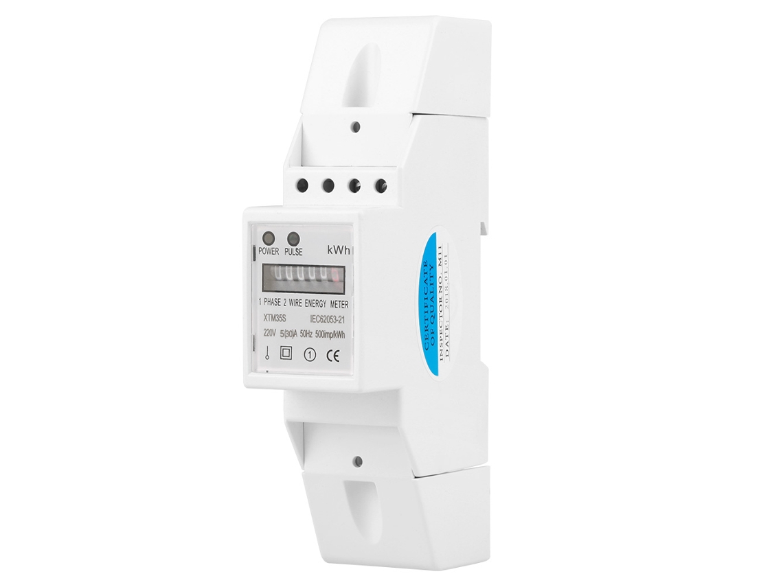 Medidor Elétrico Digital Monofásico 2 Fios 2p Din-rail 5(30)a Contador Kwh
